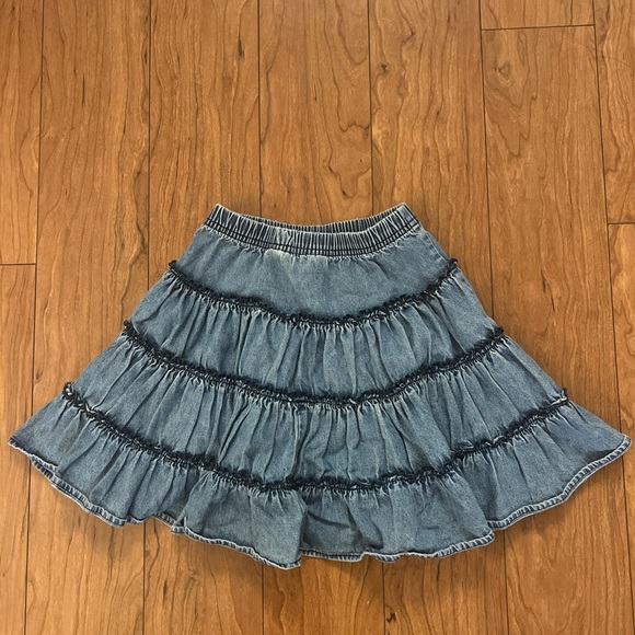 Hanna Andersson Size 4-5 (110) Denim Tiered Skirt Elastic Waist Girl's Cotton - Picture 6 of 8
